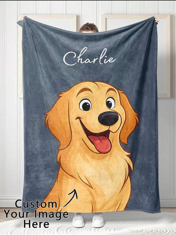 1pc Personalized Pet Blanket Using Pet Photo + Name